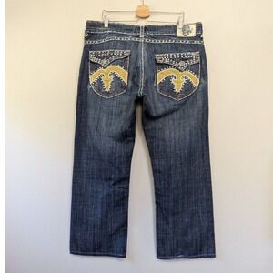 Laguna Beach Jeans Co Mens JeansY2K Biker Bootcut Skull‎ Chopper Bling Grunge 42